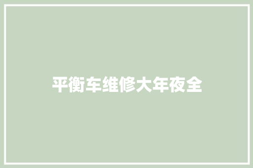 平衡车维修大年夜全