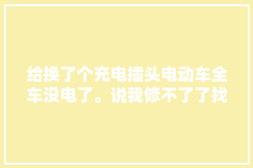 给换了个充电插头电动车全车没电了。说我修不了了找别人修吧