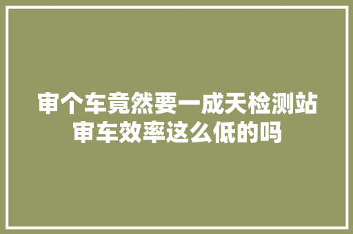 审个车竟然要一成天检测站审车效率这么低的吗