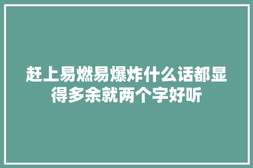 赶上易燃易爆炸什么话都显得多余就两个字好听