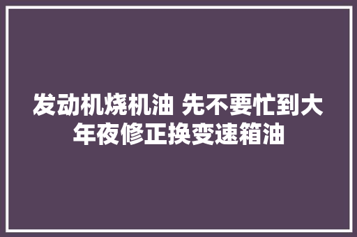 发动机烧机油 先不要忙到大年夜修正换变速箱油
