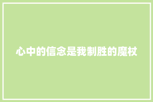 心中的信念是我制胜的魔杖