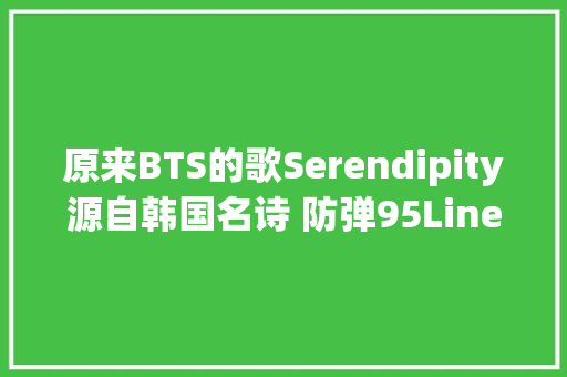 原来BTS的歌Serendipity源自韩国名诗 防弹95Line艺术感真的强啊 休闲娱乐