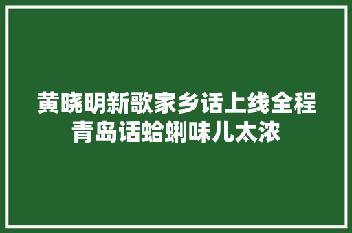 黄晓明新歌家乡话上线全程青岛话蛤蜊味儿太浓