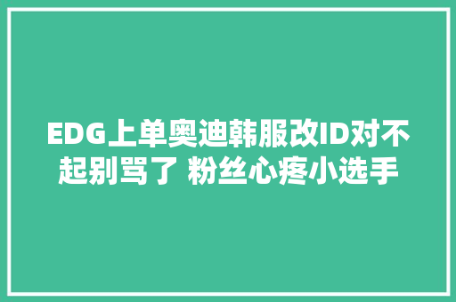 EDG上单奥迪韩服改ID对不起别骂了 粉丝心疼小选手呼吁宽容
