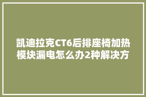 凯迪拉克CT6后排座椅加热模块漏电怎么办2种解决方法理解一下