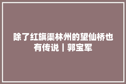 除了红旗渠林州的望仙桥也有传说｜郭宝军
