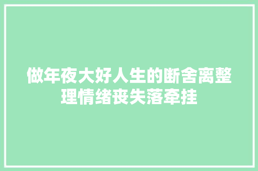 做年夜大好人生的断舍离整理情绪丧失落牵挂