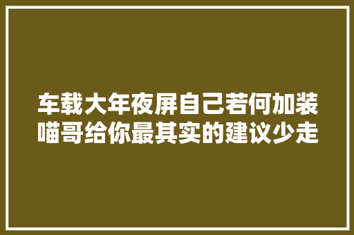 车载大年夜屏自己若何加装喵哥给你最其实的建议少走很多弯路