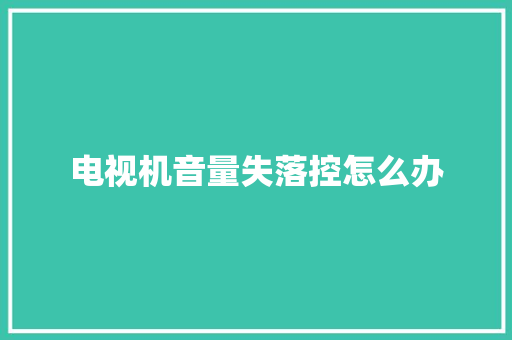 电视机音量失落控怎么办