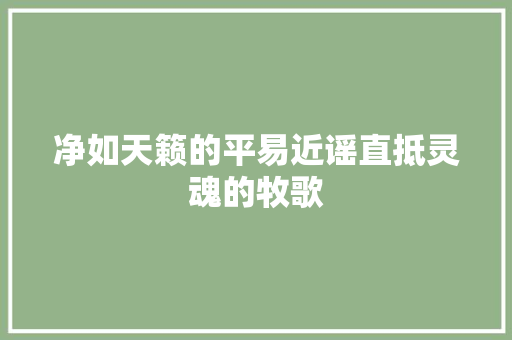 净如天籁的平易近谣直抵灵魂的牧歌