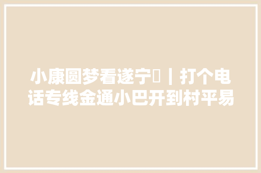 小康圆梦看遂宁⑬｜打个电话专线金通小巴开到村平易近家门口