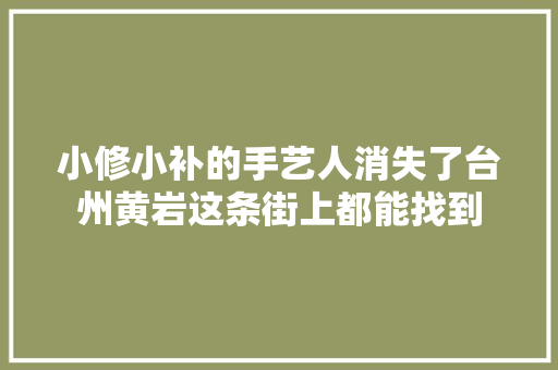 小修小补的手艺人消失了台州黄岩这条街上都能找到