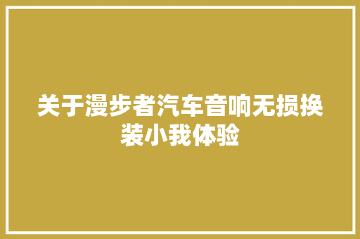 关于漫步者汽车音响无损换装小我体验