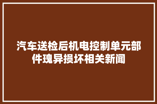 汽车送检后机电控制单元部件瑰异损坏相关新闻