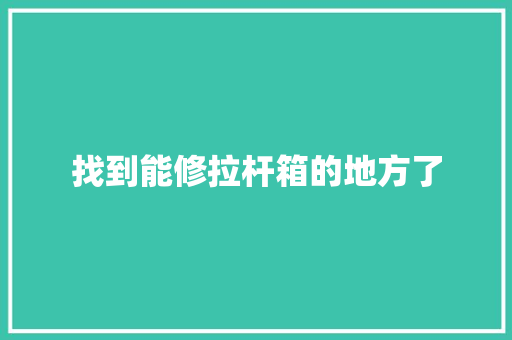 找到能修拉杆箱的地方了