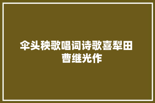 伞头秧歌唱词诗歌喜犁田    曹继光作