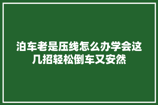 泊车老是压线怎么办学会这几招轻松倒车又安然