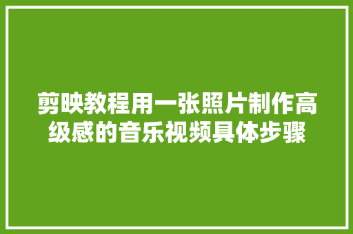 剪映教程用一张照片制作高级感的音乐视频具体步骤