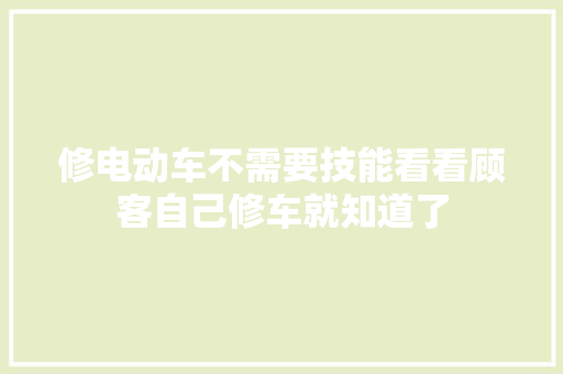 修电动车不需要技能看看顾客自己修车就知道了