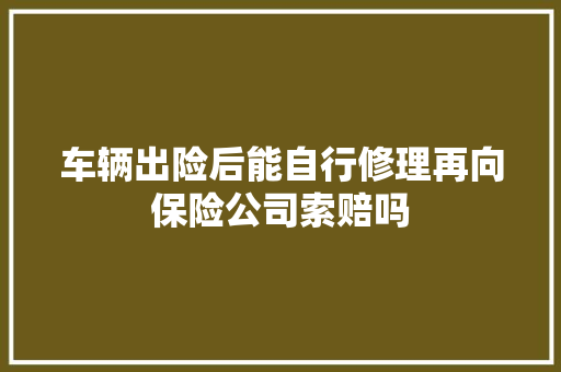 车辆出险后能自行修理再向保险公司索赔吗