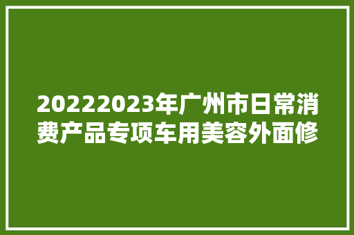 20222023年广州市日常消费产品专项车用美容外面修补产品监督抽查结果