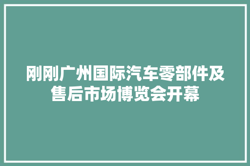 刚刚广州国际汽车零部件及售后市场博览会开幕