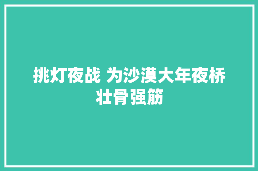 挑灯夜战 为沙漠大年夜桥壮骨强筋