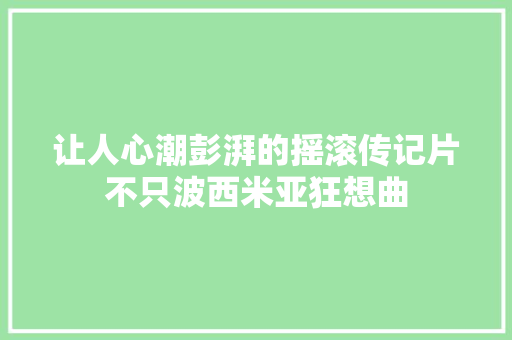 让人心潮彭湃的摇滚传记片不只波西米亚狂想曲