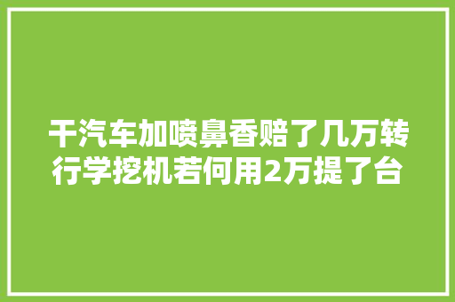 干汽车加喷鼻香赔了几万转行学挖机若何用2万提了台81万的机子