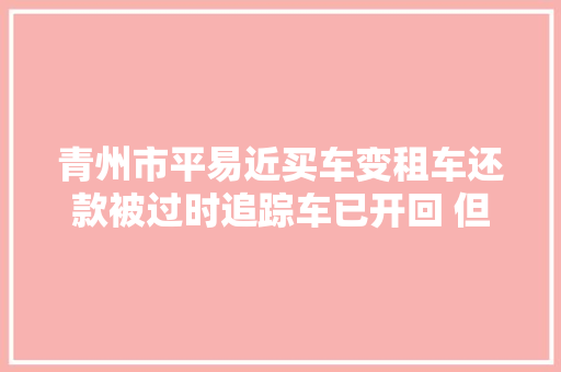 青州市平易近买车变租车还款被过时追踪车已开回 但多处被损坏