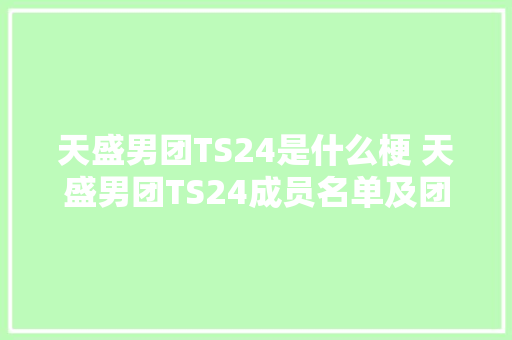 天盛男团TS24是什么梗 天盛男团TS24成员名单及团内担当