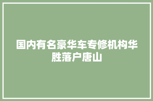国内有名豪华车专修机构华胜落户唐山 汽车知识