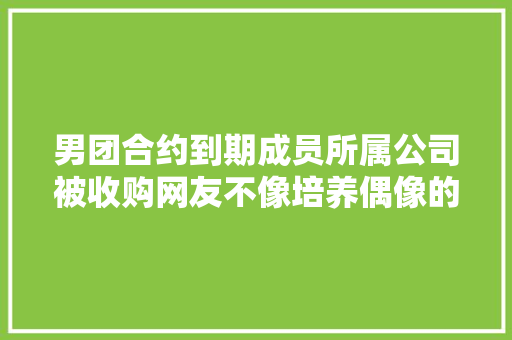 男团合约到期成员所属公司被收购网友不像培养偶像的公司