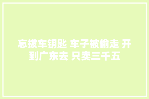 忘拔车钥匙 车子被偷走 开到广东去 只卖三千五