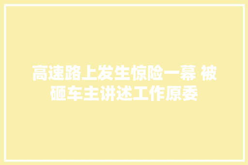 高速路上发生惊险一幕 被砸车主讲述工作原委