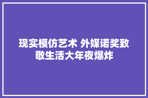 现实模仿艺术 外媒诺奖致敬生活大年夜爆炸 休闲娱乐