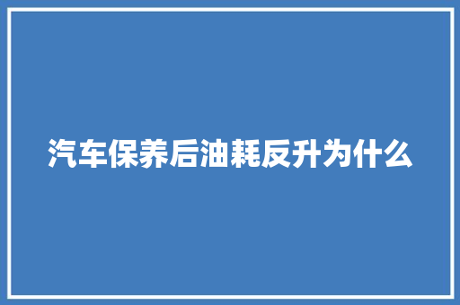 汽车保养后油耗反升为什么