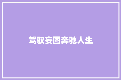 驾驭妄图奔驰人生