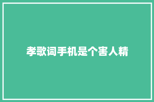 孝歌词手机是个害人精