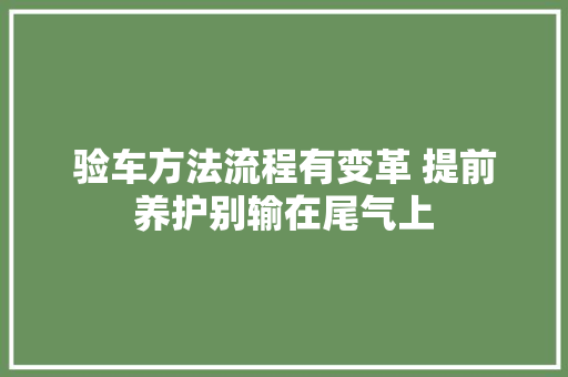 验车方法流程有变革 提前养护别输在尾气上