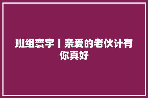 班组寰宇丨亲爱的老伙计有你真好