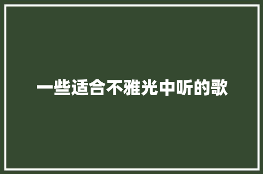 一些适合不雅光中听的歌