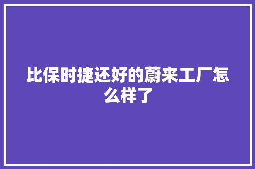 比保时捷还好的蔚来工厂怎么样了