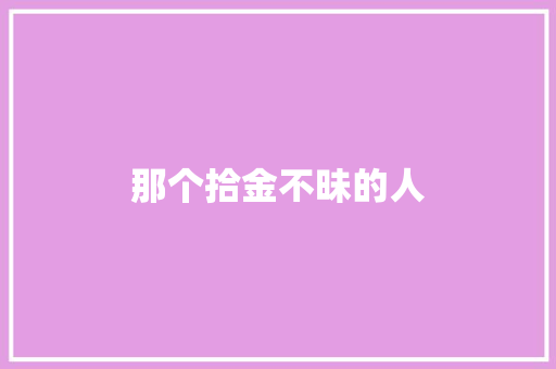 那个拾金不昧的人