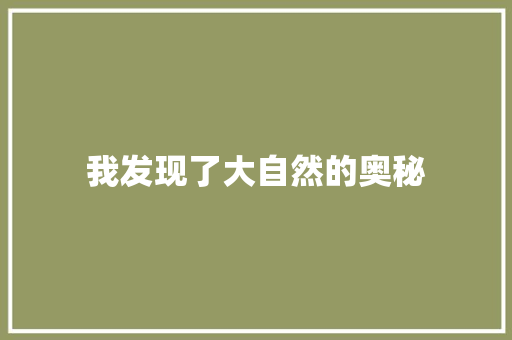 我发现了大自然的奥秘