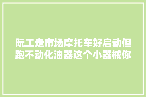 阮工走市场摩托车好启动但跑不动化油器这个小器械你想到过吗