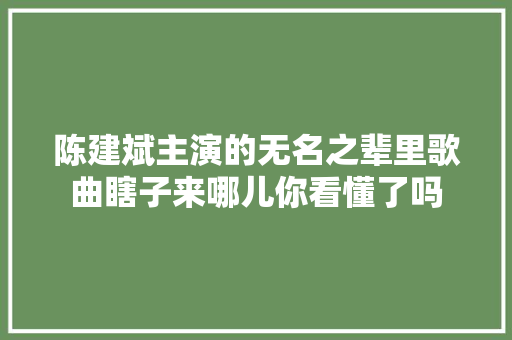 陈建斌主演的无名之辈里歌曲瞎子来哪儿你看懂了吗 休闲娱乐