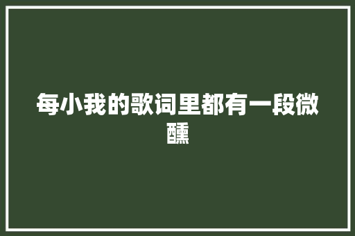 每小我的歌词里都有一段微醺