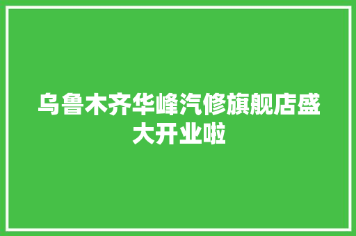 乌鲁木齐华峰汽修旗舰店盛大开业啦 汽车知识